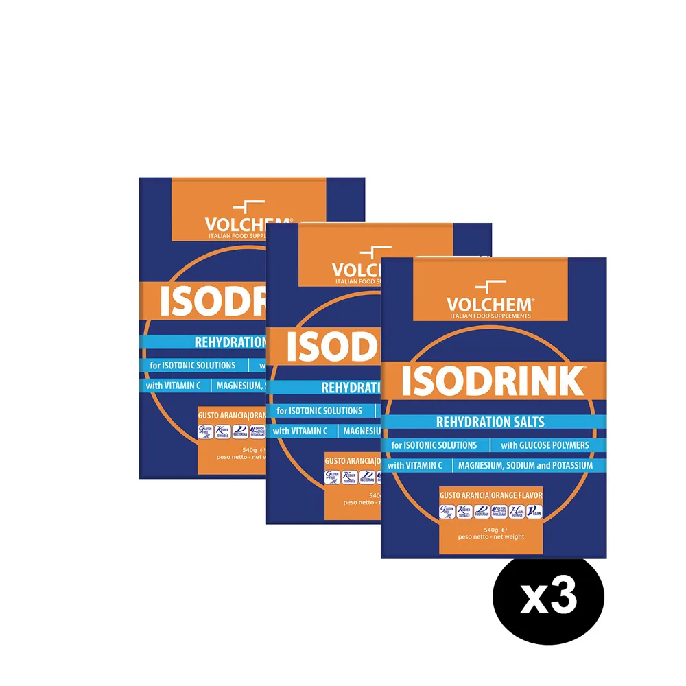 Set di 3 isodrink ai sali minerali all’arancio Volchem