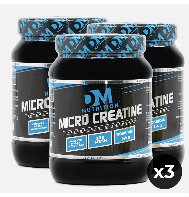 Set 3 Creatine in polvere al gusto neutro DM Nutrition