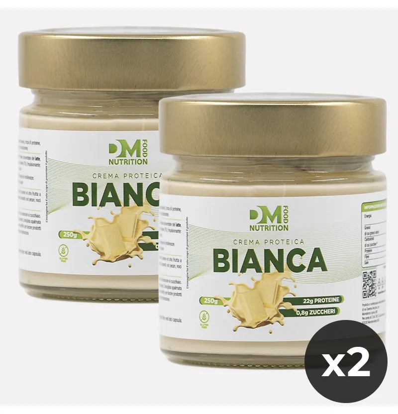 2 Creme proteiche spalmabili al cioccolato bianco- BIANCA-DM FOOD