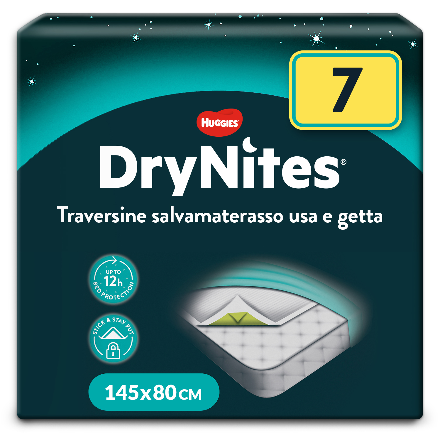 Huggies drynites bed mats traversine assorbenti proteggi materasso 7 pz