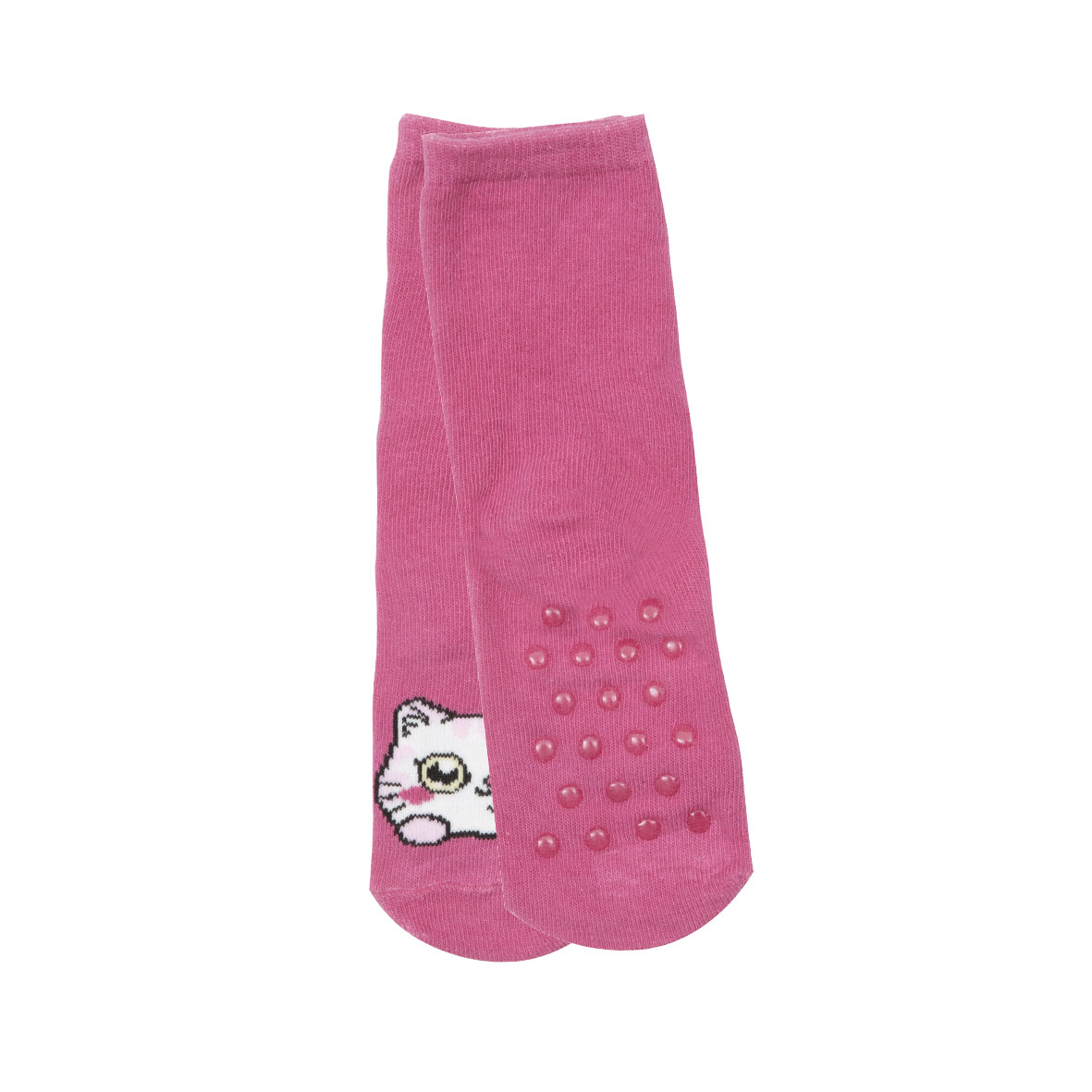 Set 2 paia di calze antiscivolo bimba rosa con gattino - immagine 2