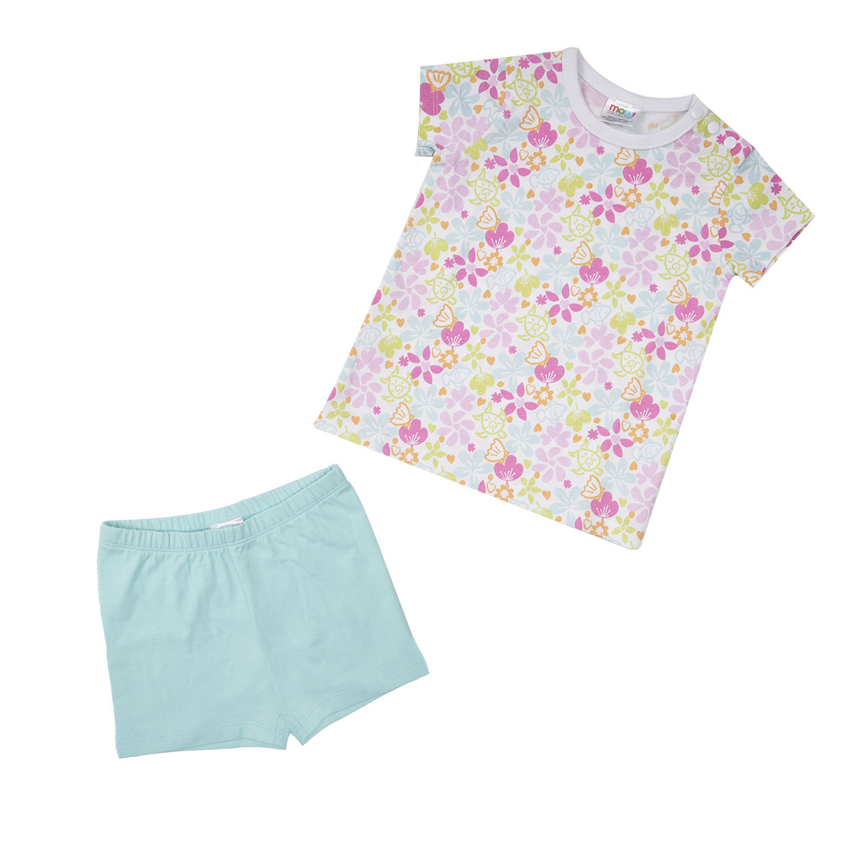 Pigiama maglietta e pantaloncino bimba multicolor floreale