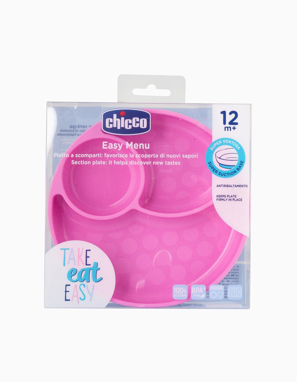 Chicco piatto porzionato silicone rosa 12m+ - immagine 2