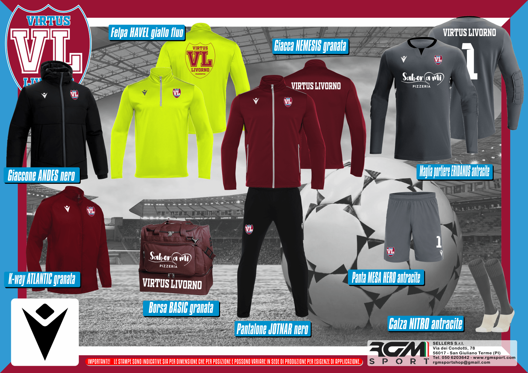 Kit Completo PORTIERI Macron – Virtus Livorno
