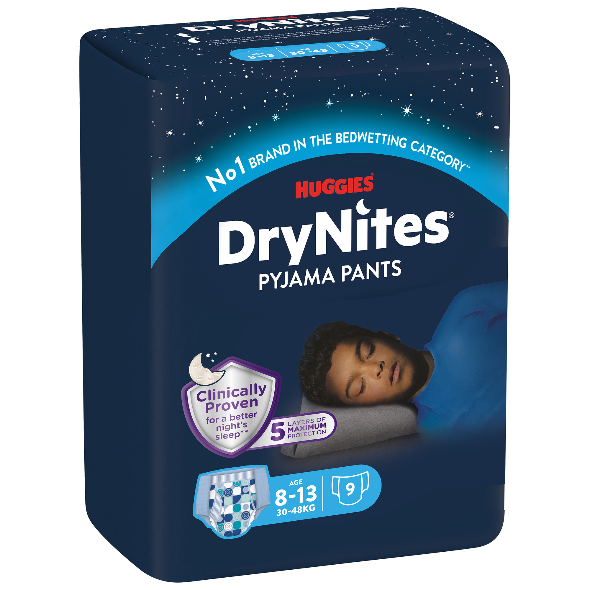 Drynites pacco singolo boy 8-13 anni (30-48 kg) tg.l – pz.9 – huggies –